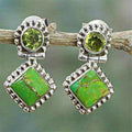 Vintage Green Turquoise Crystal Stud Earrings | Zinc Alloy Fashion Stud Earrings Nixie green