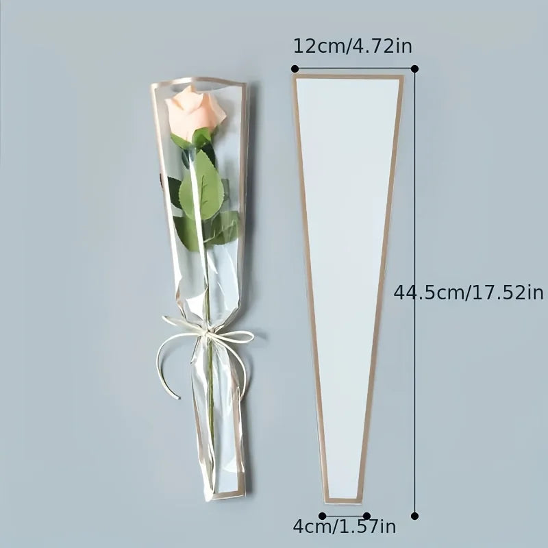 50pcs Transparent Rose Flower Packaging Bags – Single Stem Wrap Floral Packaging Bags Nixie