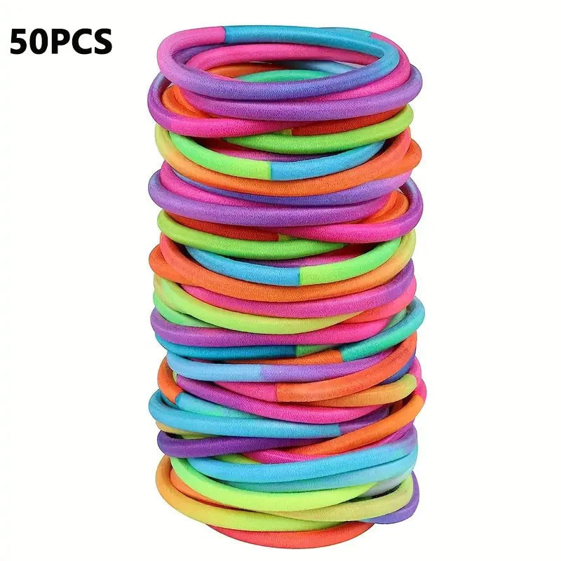 50pcs 4MM Black Elastic Hair Bands Ponytail Holders | Pack Elastic Hair Bands Nixie MULTI