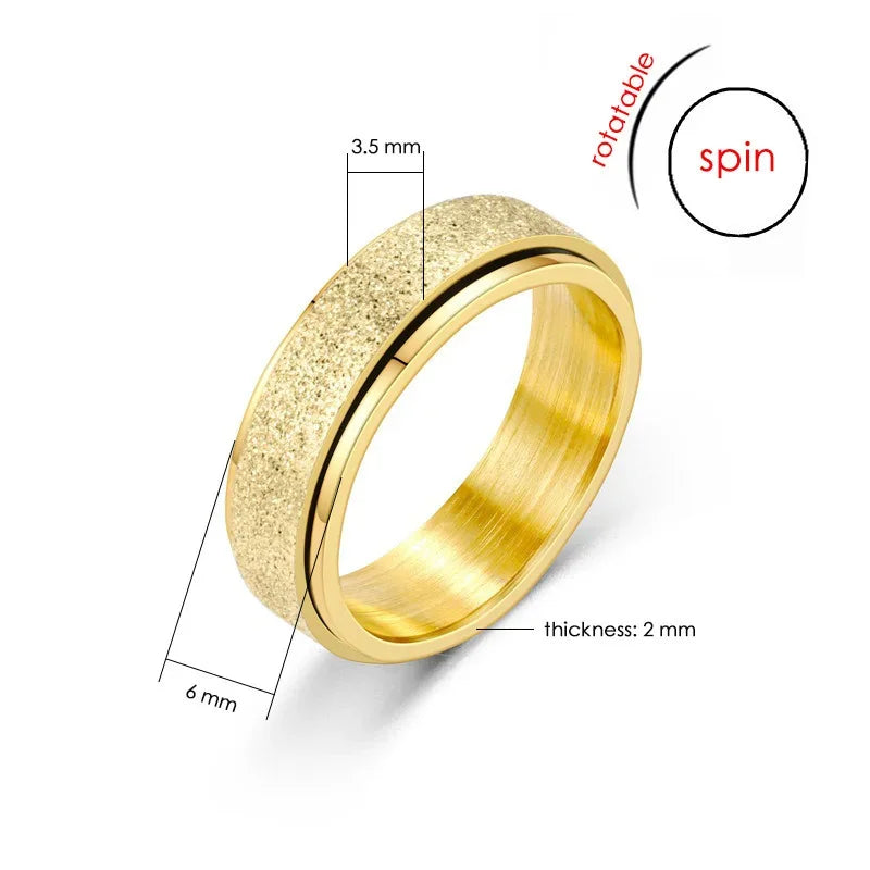 6mm Spinner Ring Stainless Steel Rotatable Band – Unisex Spinner Ring Nixie