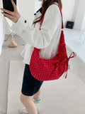 Korean Polka Dot Pleated Crossbody Tote Bag | Large Capacity Crossbody Shoulder Bag Nixie red polka dots