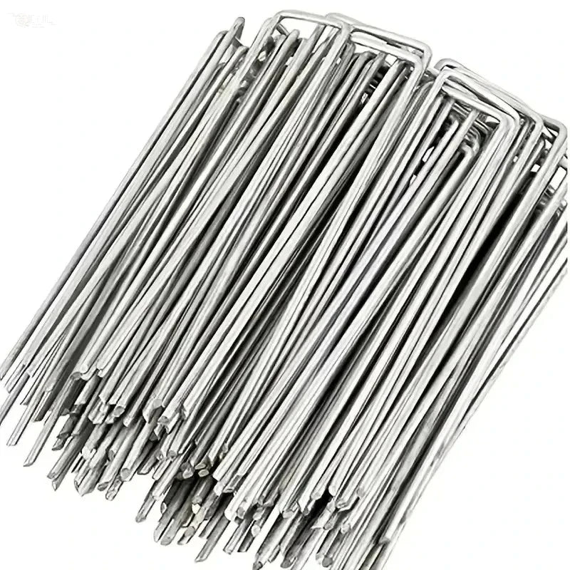 50pcs U-Shaped Garden Stakes Heavy-Duty Stainless Steel Landscape Nails Garden Ground Stakes Nixie