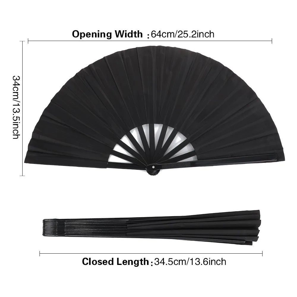 Holographic Folding Fan Large Iridescent Handheld Fan Stage Prop Holographic Folding Fan Nixie Black