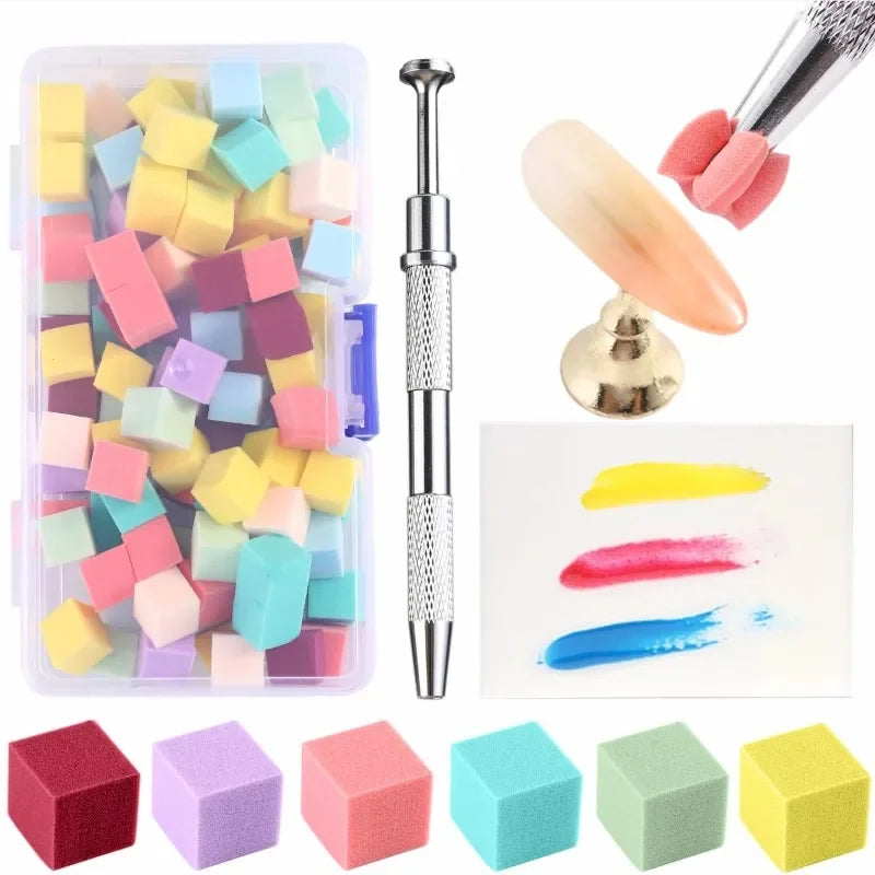 100Pcs Gradient Nail Art Sponges – Ombre Manicure Tool Set Nail Art Sponge Nixie