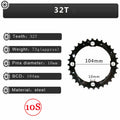 BUCKLOS MTB Chainring 104BCD 64BCD 9/10 Speed Bike Chainwheel MTB Chainring Nixie 10S 104BCD-32T