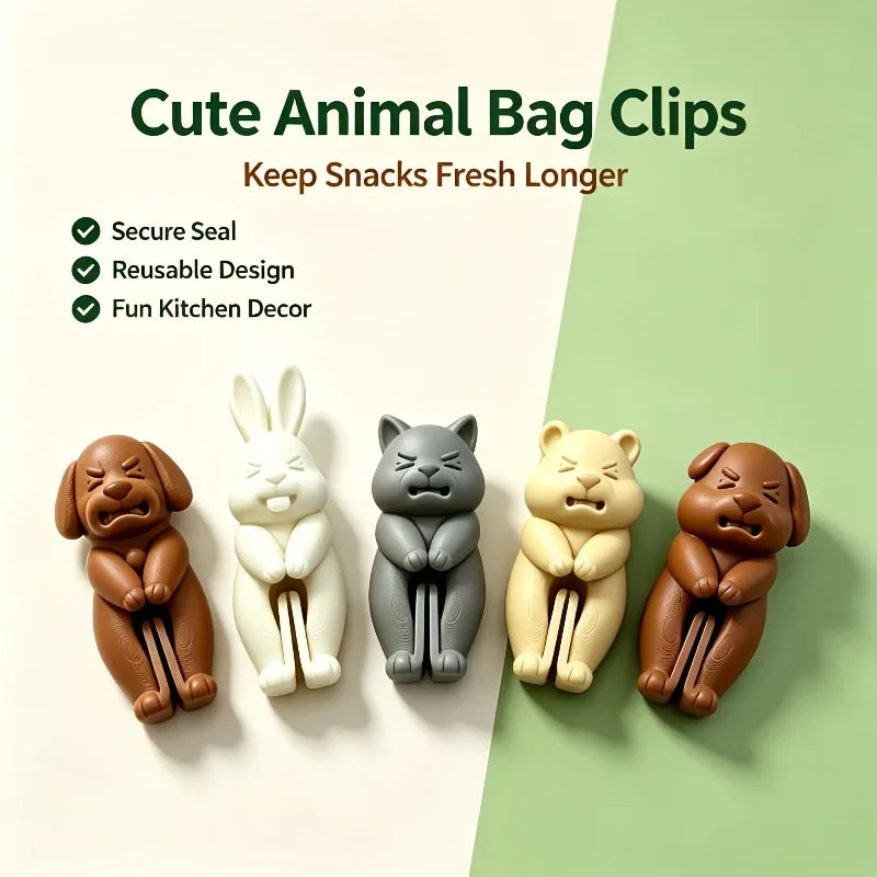 5pcs Cartoon Animal Food Bag Sealing Clips | Snack Storage Food Bag Clips Nixie