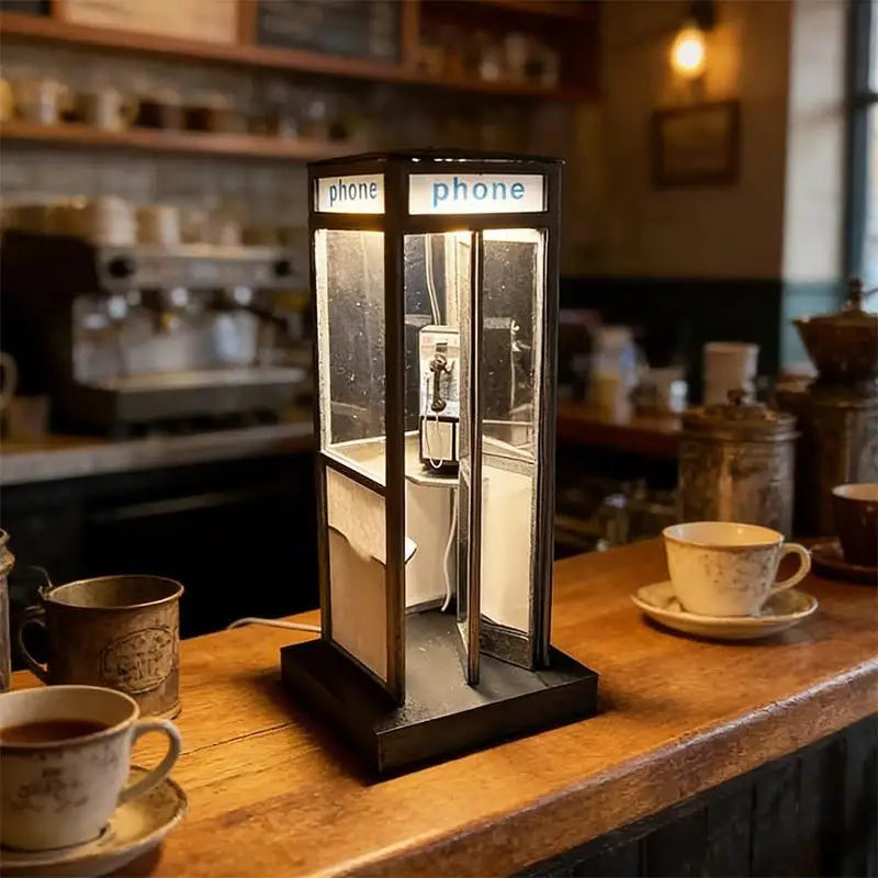 Retro British Phone Booth Table Lamp – Vintage LED Night Light Decorative Table Lamp Nixie