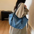 Nixie Denim Tote Bag – Large Women's Shoulder Bag for Work Denim Tote Bag Nixie Blue