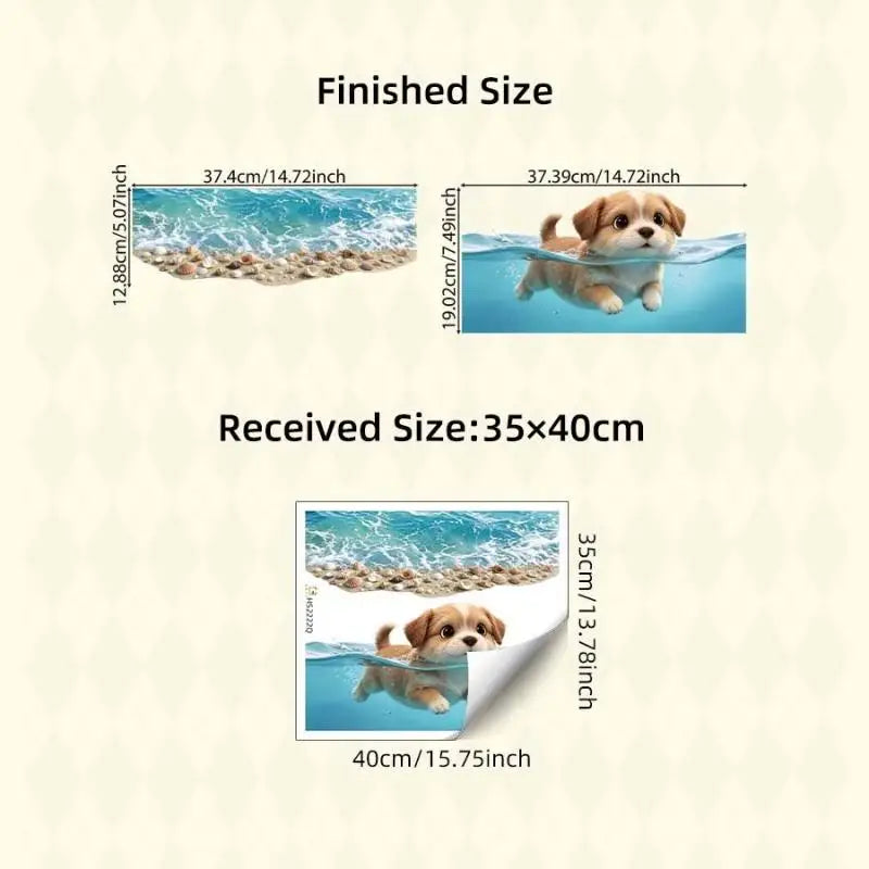 Cute Swimming Puppy Bathroom Wall Decal – Waterproof Sticker Bathroom Wall Decal Nixie