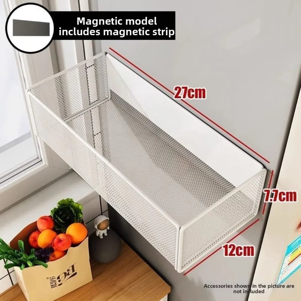 Magnetic Metal Basket Organizer – Fridge & Pegboard Rack Magnetic Storage Basket Nixie