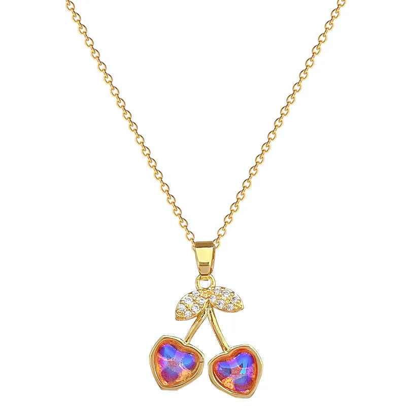 Cherry Pendant Necklace Gold Stainless Steel Women Minimalist Pendant Necklace Nixie