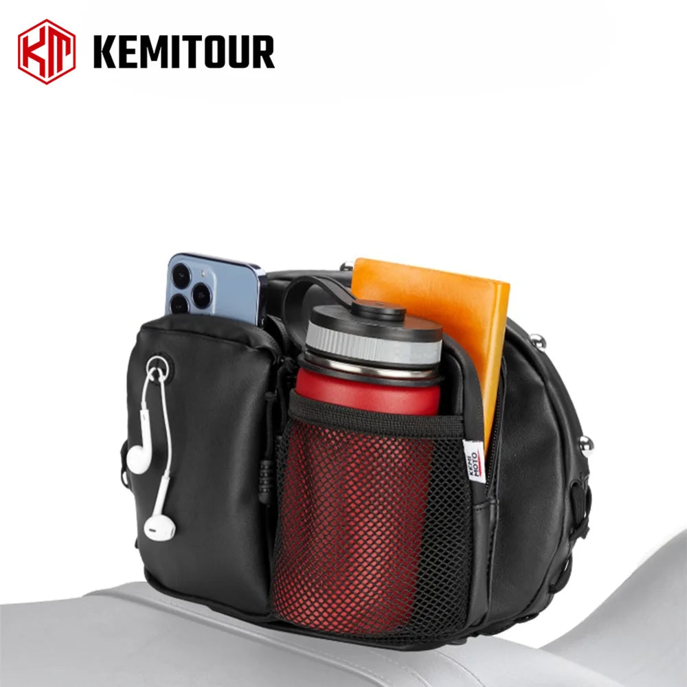 Motorcycle Backrest Bag PU Leather Sissy Bar Organizer Pocket Motorcycle Backrest Bag Nixie