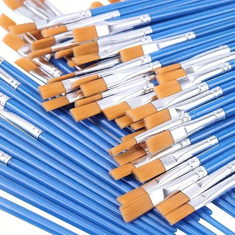 50Pcs Paint Brush Set – Nylon Hair, Oil Acrylic Watercolor Paint Brush Set Nixie