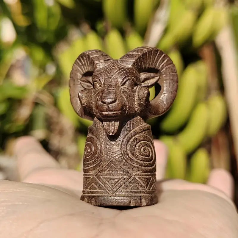 Hand-Carved Wooden Sheep Totem Figurine – Home Décor Gift Wood Figurine Nixie