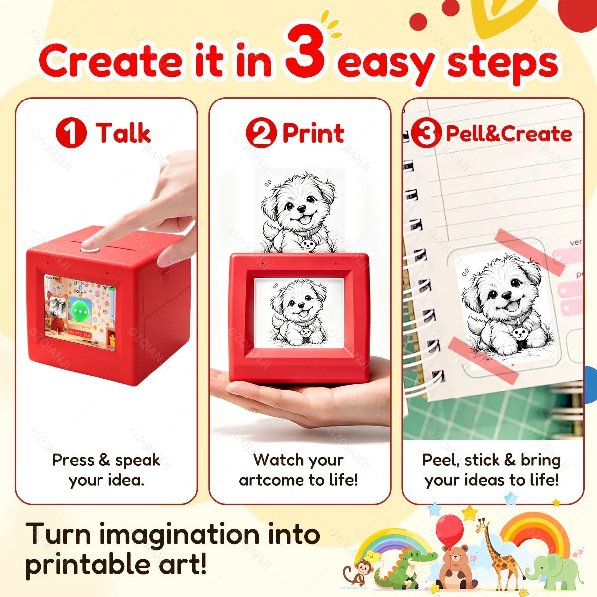 INSTOFC AI Voice Thermal Sticker Printer for Kids – Inkless Thermal Sticker Printer Nixie