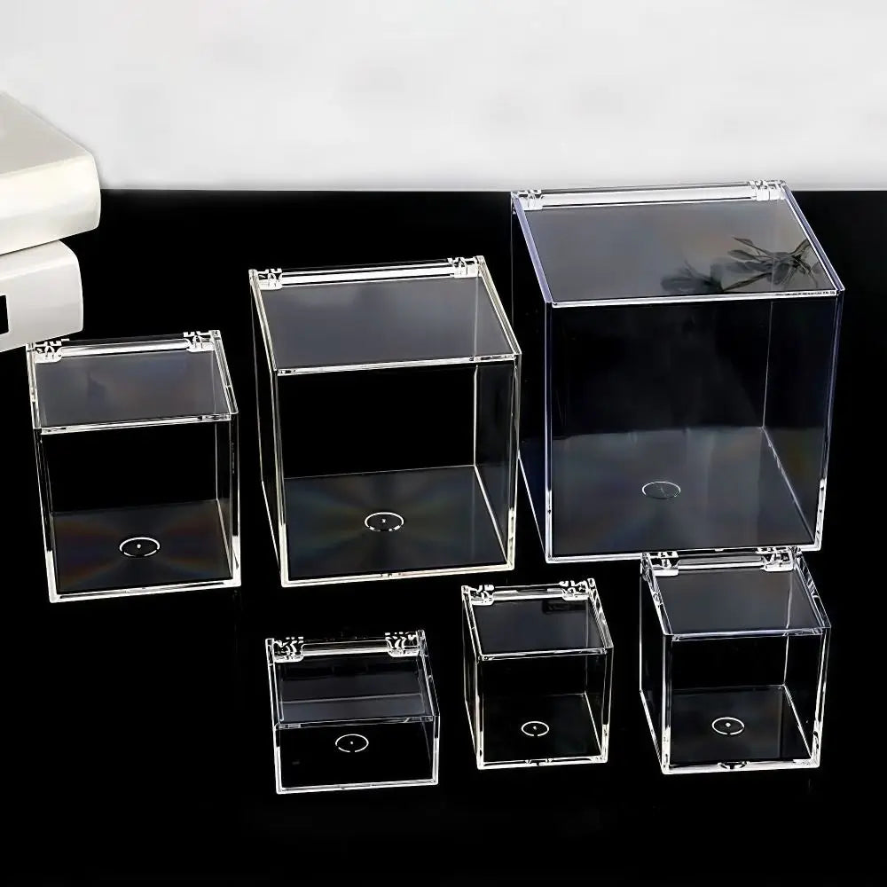 Clear Acrylic Cube Box with Lid – Stackable Display Organizer