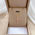Gold Cross Pendant Necklace – Zircon & Stainless Steel for Women Pendant Necklace Nixie XL1200-215