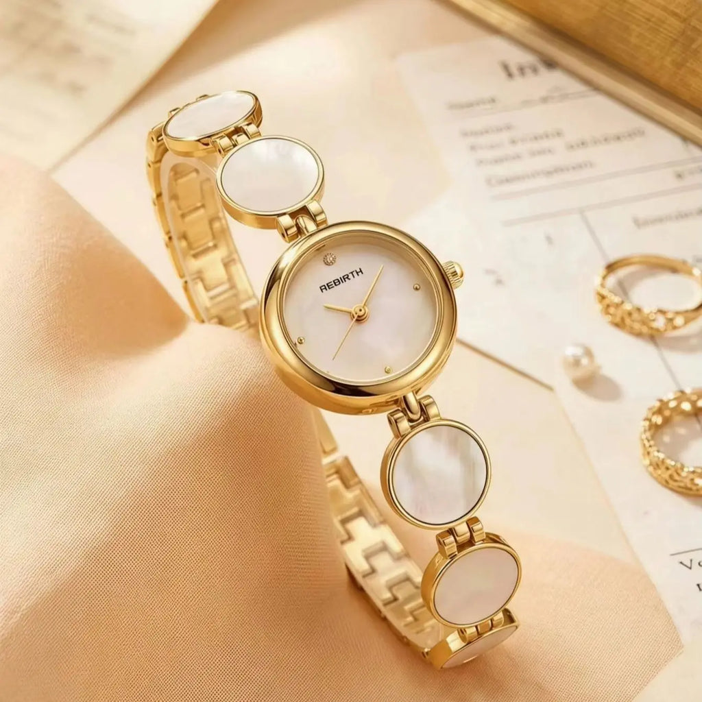 REBIRTH Women's Quartz Watch | Mother-of-Pearl & Diamond Dial Women's Quartz Watch Nixie