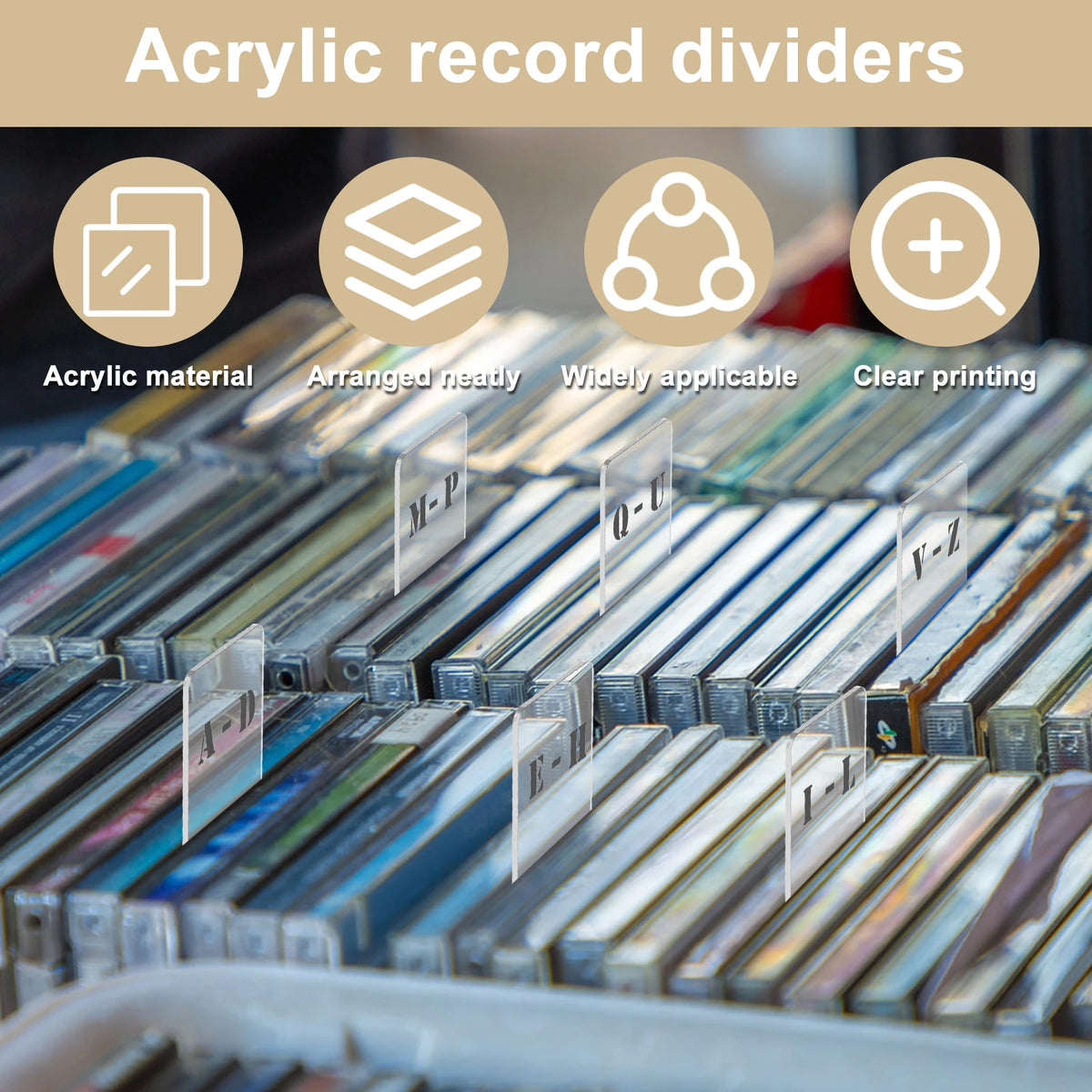 6-Pack A-Z Acrylic Vinyl Record Dividers – Shelf Organizer Record Shelf Dividers Nixie