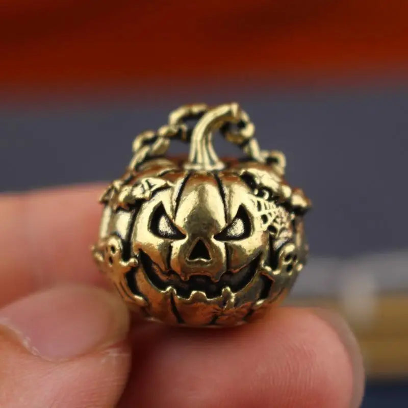 Vintage Brass Halloween Pumpkin Charm Pendant | DIY Keychain Craft Charm Pendant Nixie