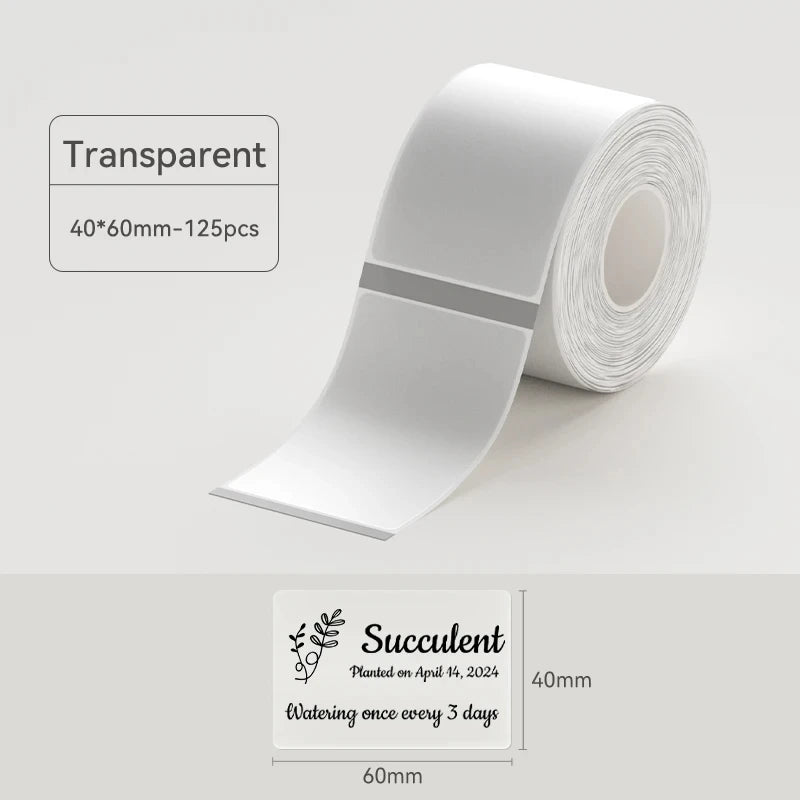 Niimbot Thermal Label Paper Roll | B1 B21 B3S Self-Adhesive Thermal Label Roll Nixie Transparent 40x60mm