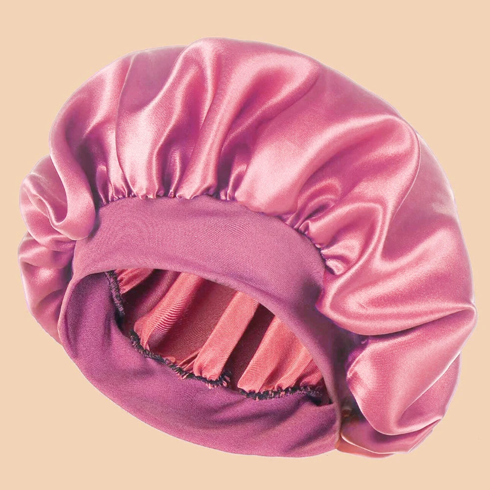 Satin Sleep Bonnet & Wide-Brimmed Shower Cap for Women