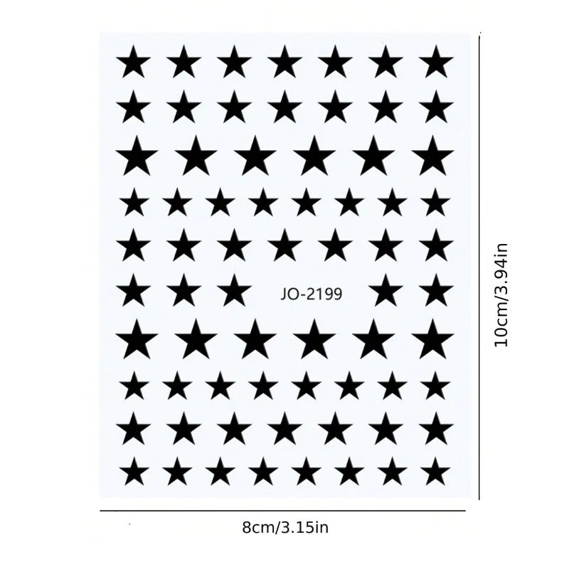 Black & White Star Nail Art Stickers | Minimalist Nail Decals Nail Art Stickers Nixie