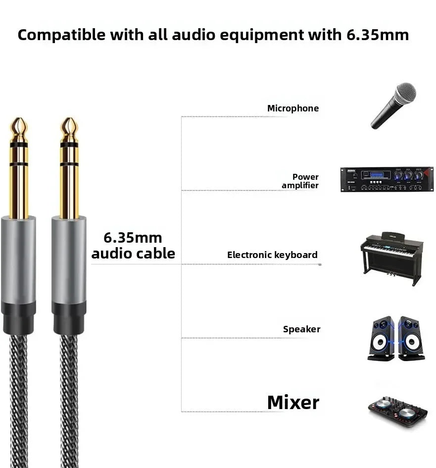 6.35mm Stereo Guitar Bass Instrument Audio Cable – OFC Mic Instrument Audio Cable Nixie
