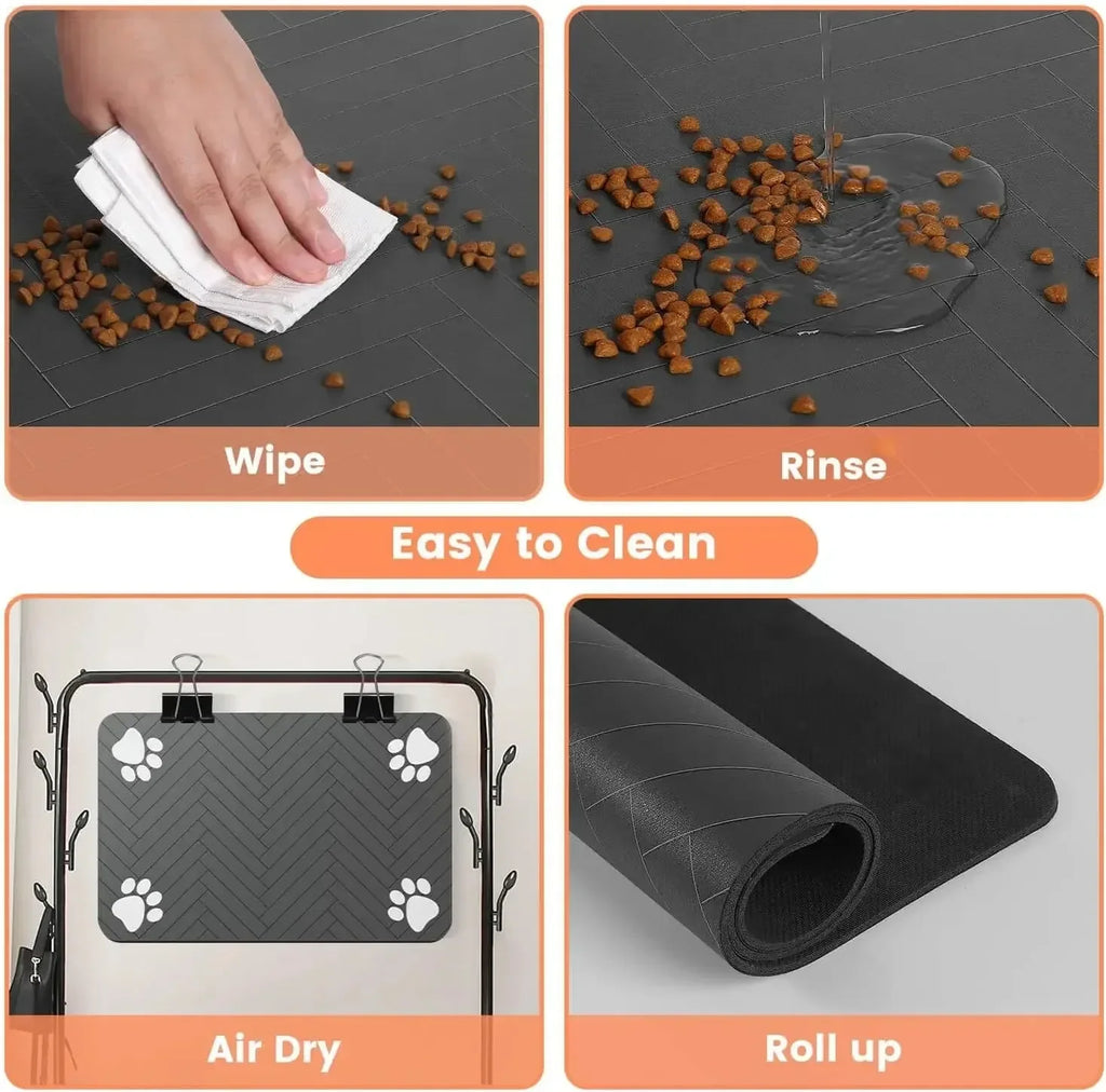 Absorbent Pet Feeding Mat – Non-Slip Waterproof Food Bowl Mat