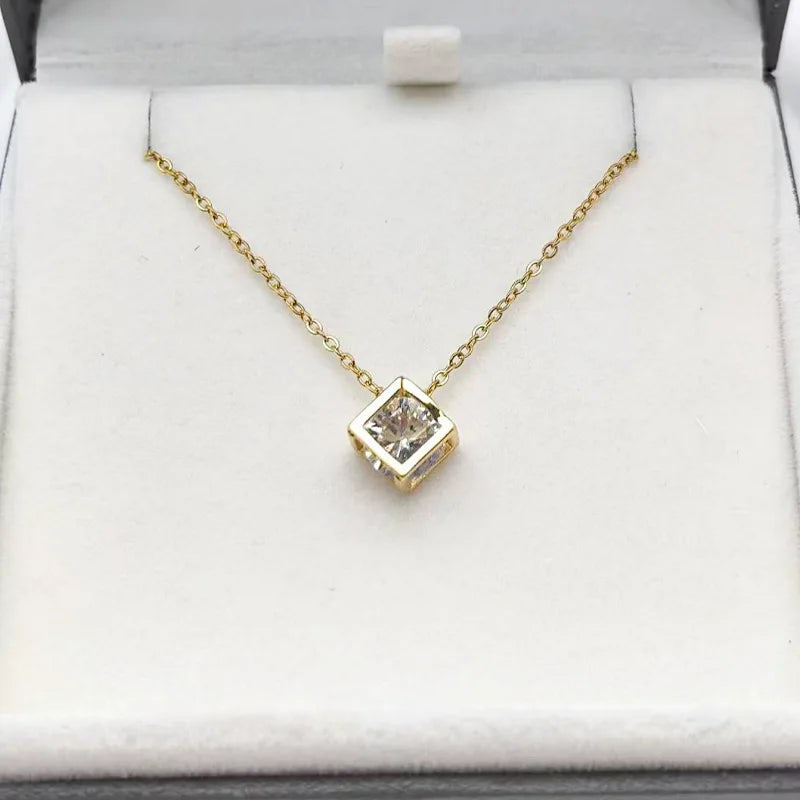 Geometric Hollow Copper Pendant Necklace | Gold & Rose Gold Pendant Necklace Nixie Gold-plated