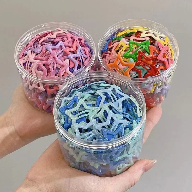 50pcs Kawaii Star Hair Clips Y2K Colorful Snap Barrettes Set Star Hair Clips Nixie