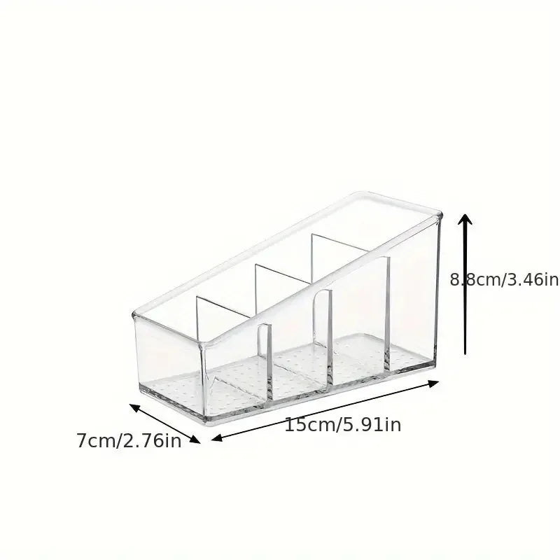 Clear 4-Compartment Desk Organizer – Remote & Makeup Holder Desk Organizer Nixie