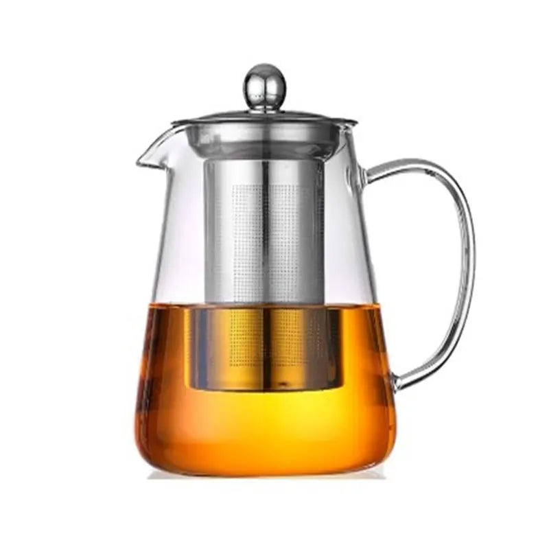 Glass Teapot with Stainless Steel Infuser – Loose Leaf & Blooming Glass Teapot Nixie 1300ML Teapot