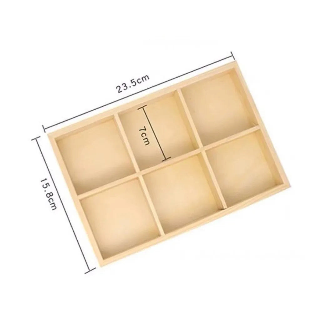 Multi-Grid Wood Succulent Tray & Desktop Organizer Holder Wood Planter Tray Nixie 7-7cm-6grids