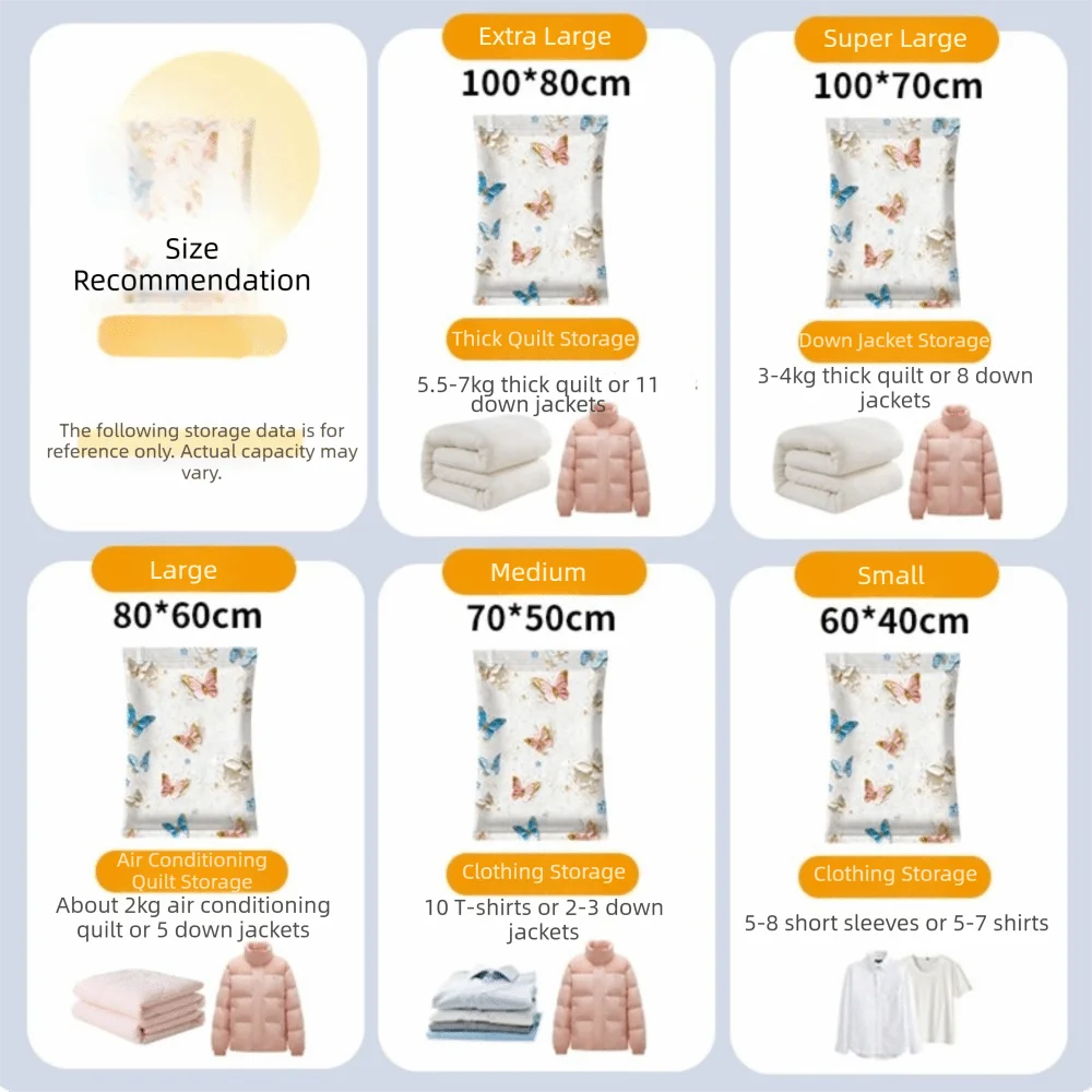 Vacuum Storage Bags – Space-Saving Closet Organizer 5 Sizes Vacuum Storage Bags Nixie