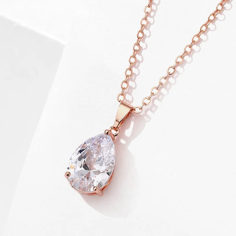 Oversized Water Drop Zirconia Pendant Necklace for Women Pendant Necklace Nixie