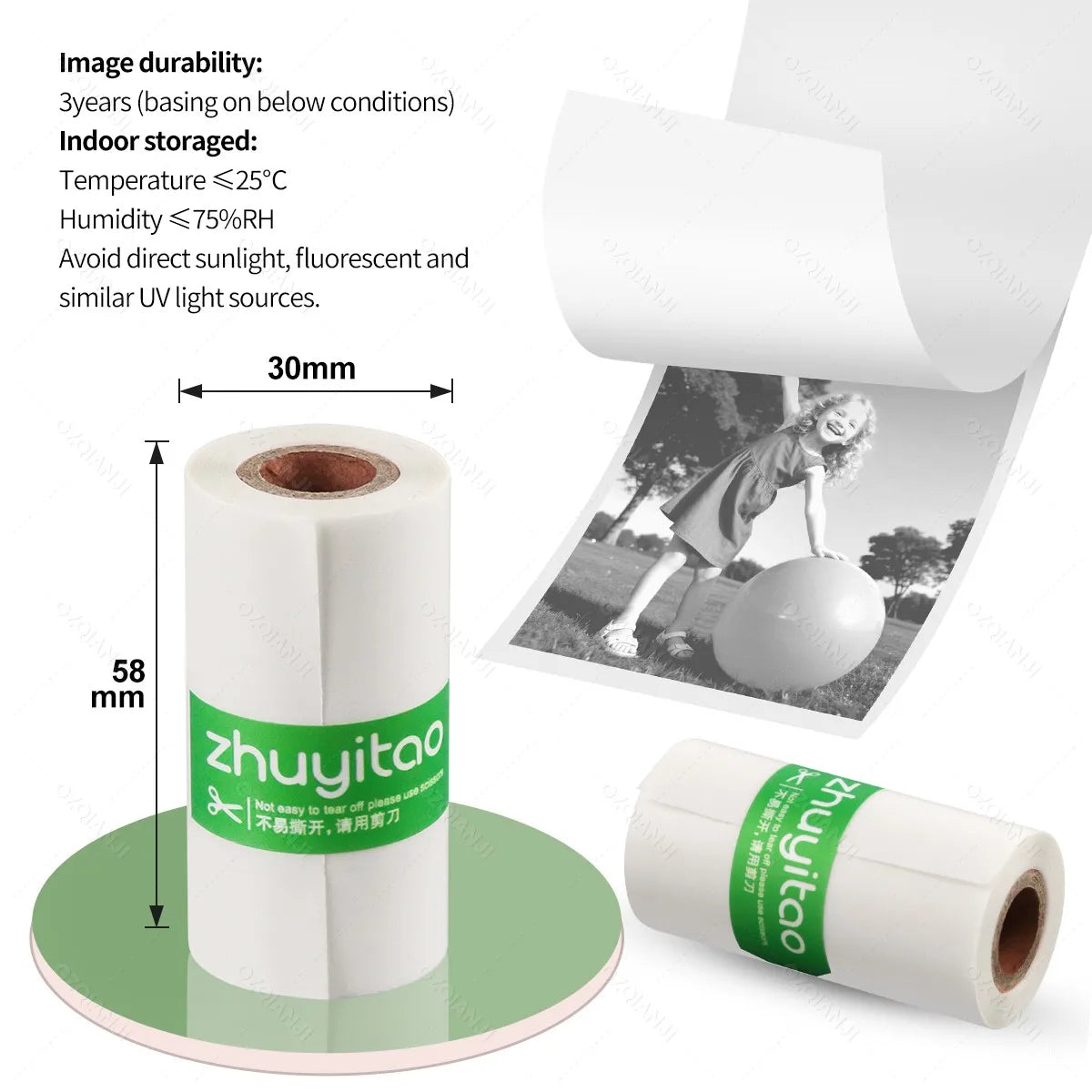 Transparent Thermal Label Paper Rolls for 57/58mm Mini Printers