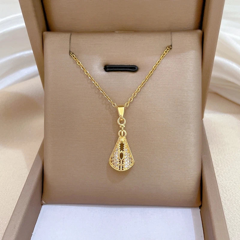 Geometric Pendant Necklace Gold Stainless Steel Clavicle Chain Pendant Necklace Nixie