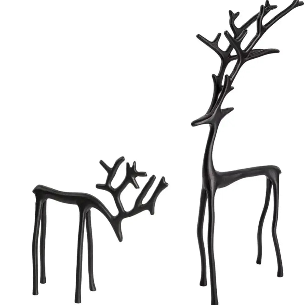 Black Reindeer Christmas Tabletop Sculpture | Modern Deer Ornament Christmas Tabletop Sculpture Nixie