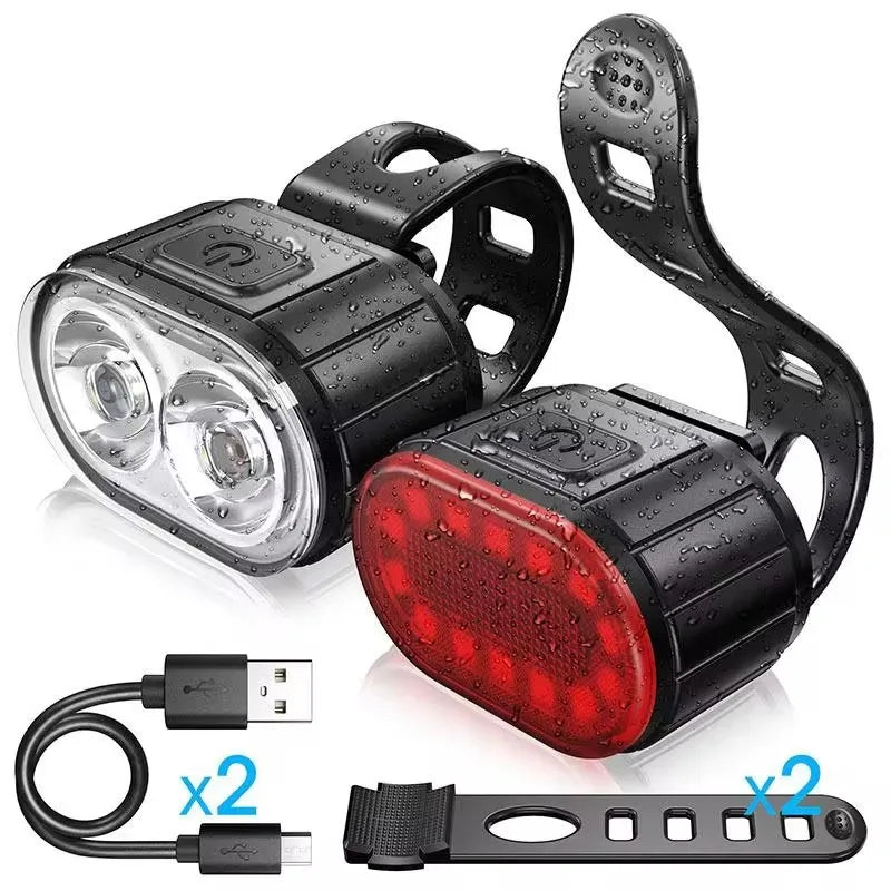 USB Rechargeable Front & Rear Bike Light Set – IPX4