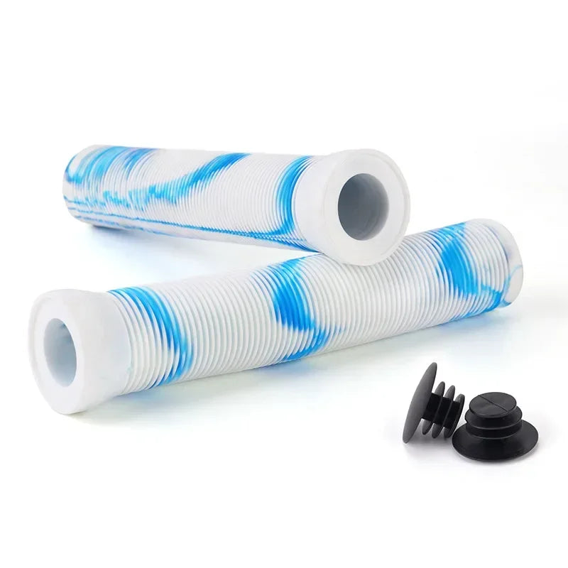 BUCKLOS 165mm Rubber Bike Handlebar Grips – Anti-Slip Pair Bike Handlebar Grips Nixie WHITE-BLUE