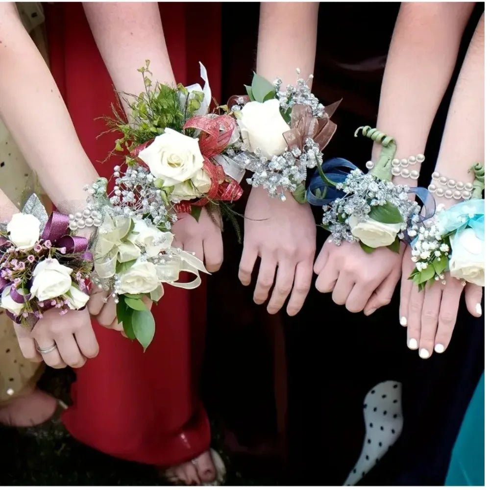 Pearl Elastic Corsage Wristlet Band – Bridal & Bridesmaid Corsage Wristlet Band Nixie
