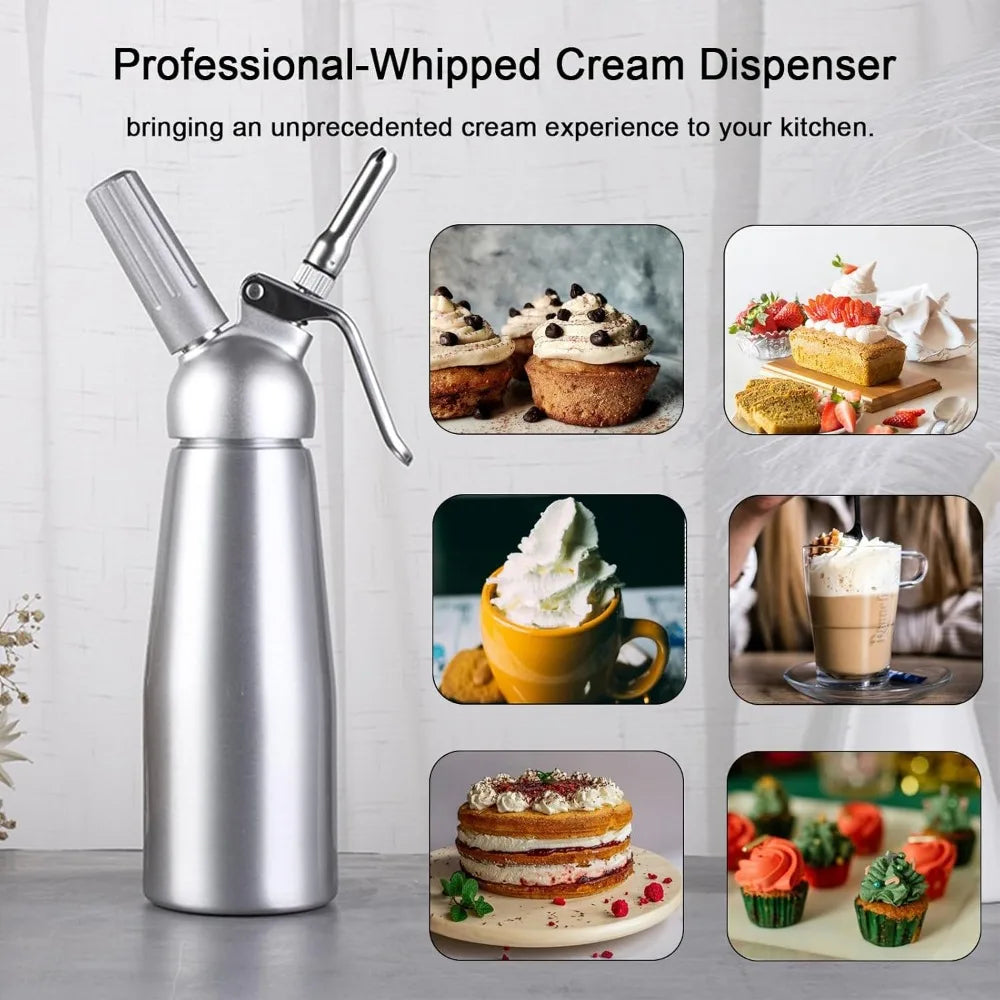 FEB.WIND 500ml Aluminum Cream Gun & Stainless Foam Dispenser Cream Foam Dispenser Nixie