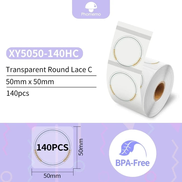 Phomemo M110 M200 M221 Clear Round Thermal Labels 1.57"