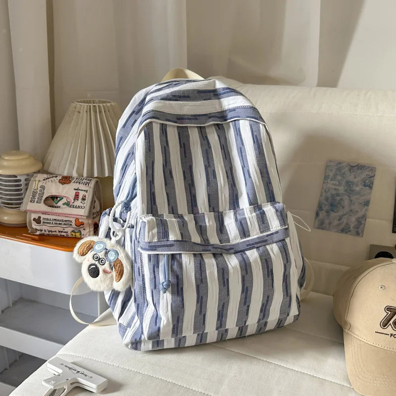Korean Style Striped Casual Lightweight Student Backpack Student Backpack Nixie
