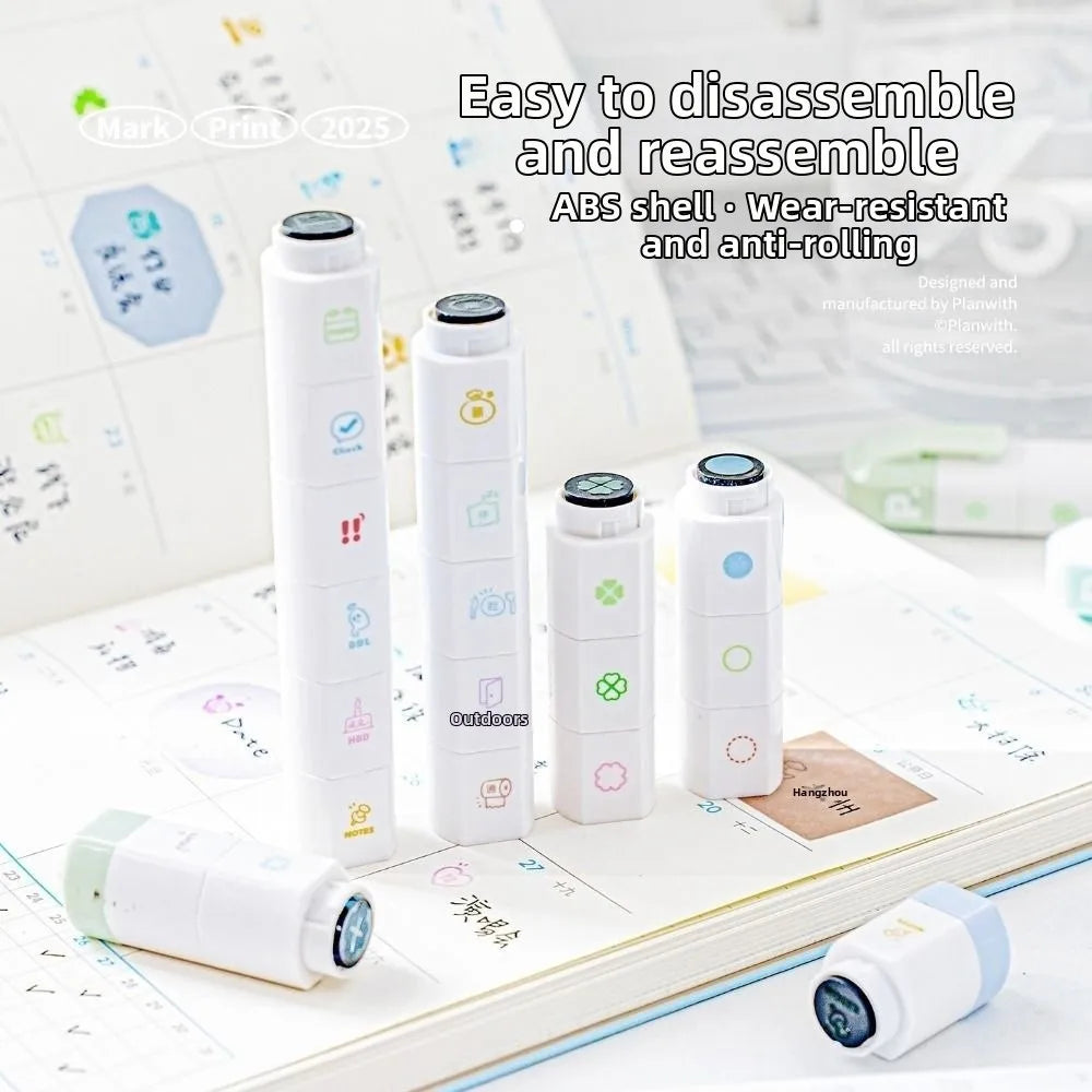 Cartoon Journal Stamp Pen – 6 Pattern Self-Ink Diary Seal Self-Ink Stamp Pen Nixie