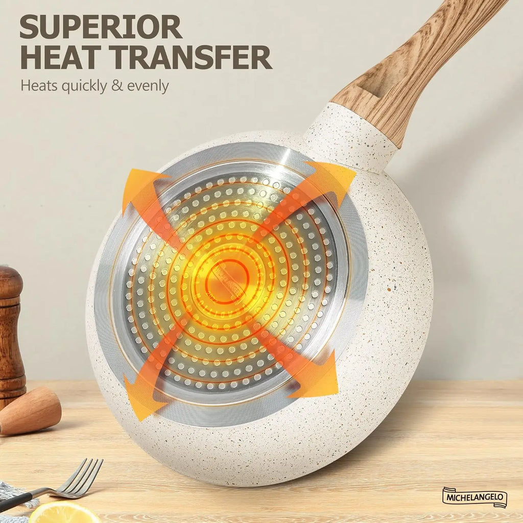 MICHELANGELO Granite Non-Stick Frying Pan with Lid | Induction Non-Stick Frying Pan Nixie