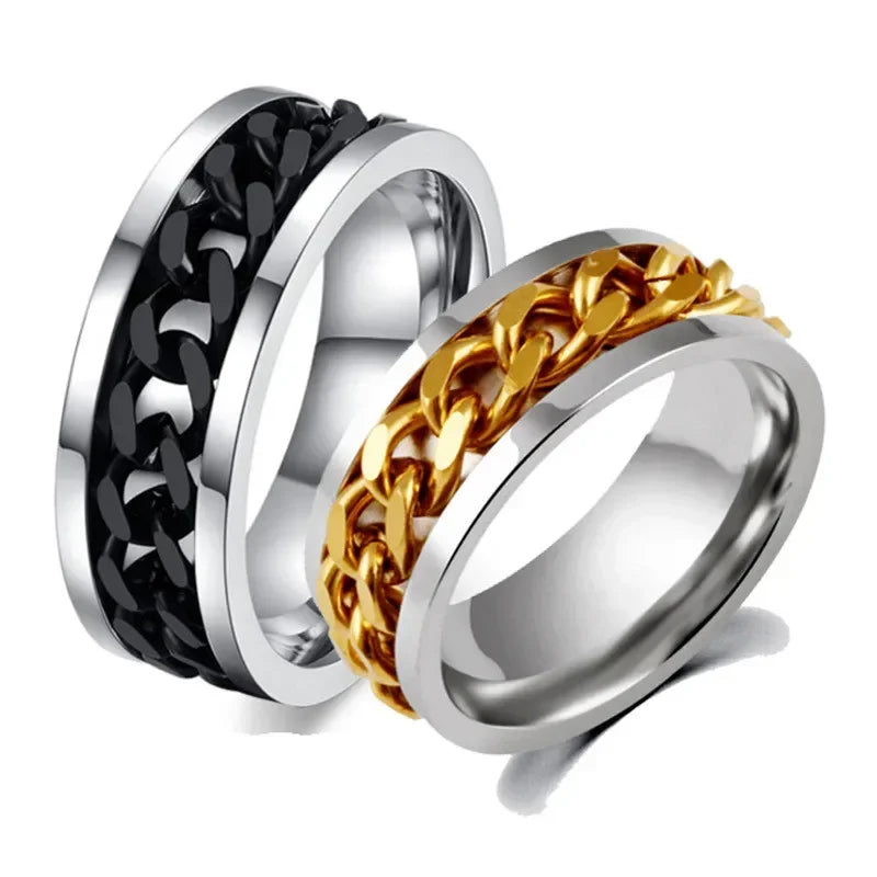 8mm Spinner Chain Ring – Stainless Steel Rotatable Unisex Ring Spinner Ring Nixie