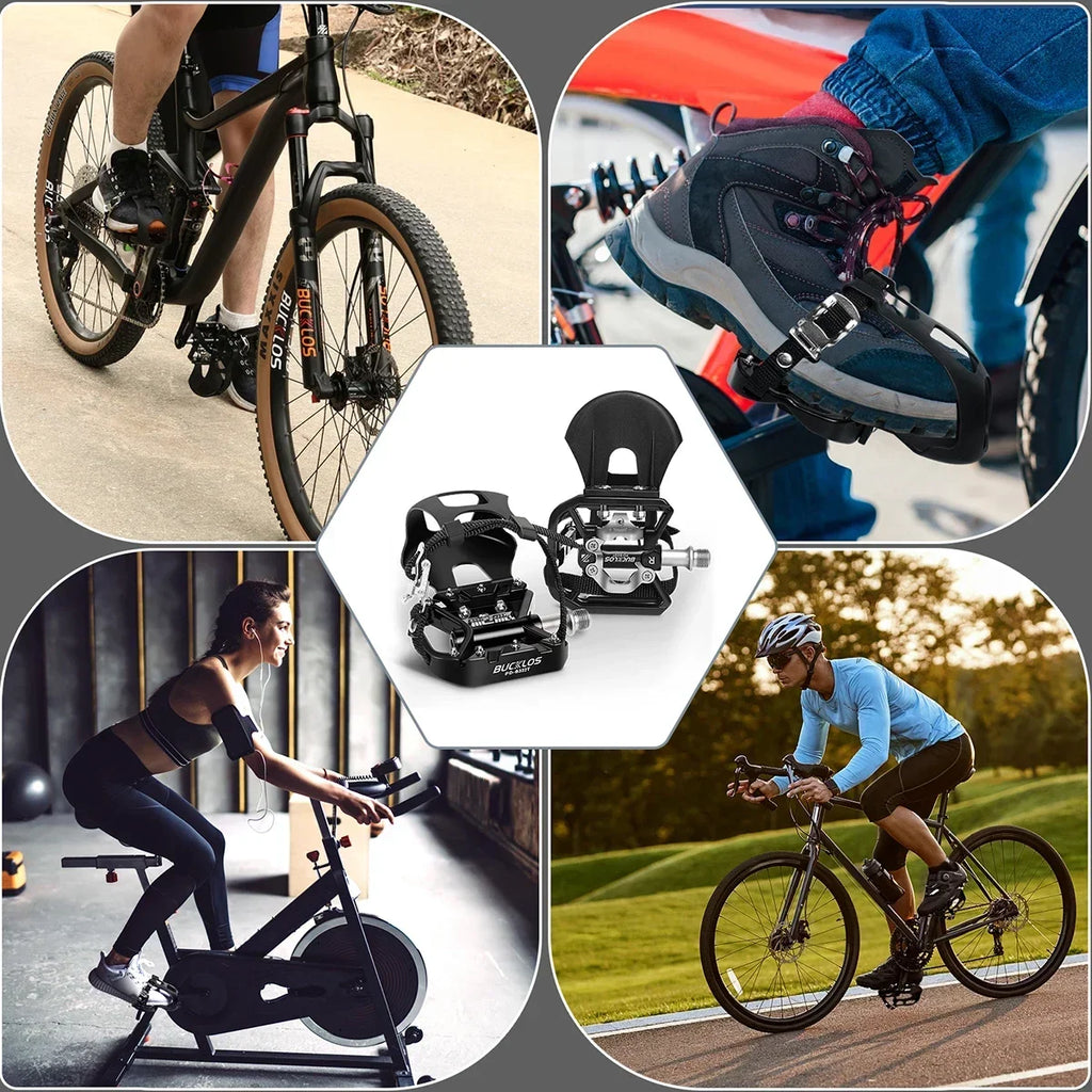 BUCKLOS Dual Function MTB Bike Pedals – Aluminum Alloy Non-Slip MTB Bicycle Pedals Nixie