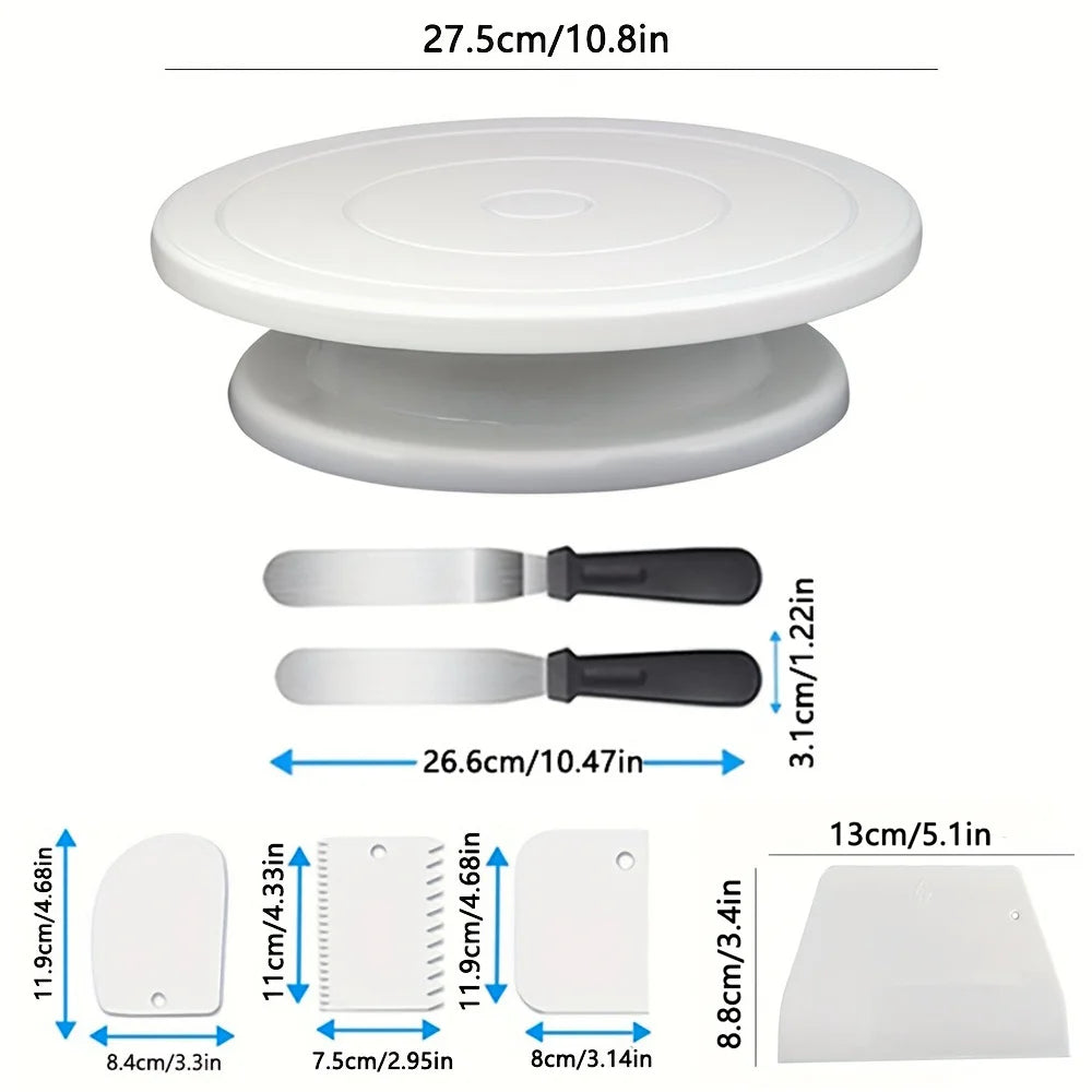 7-Piece Cake Decorating Kit with Turntable & Tools